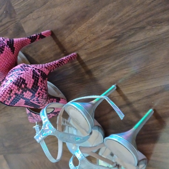 2 pairs, Olivia , shoes, high heels, snake, pink, silver studded, size 10, - Picture 2 of 7